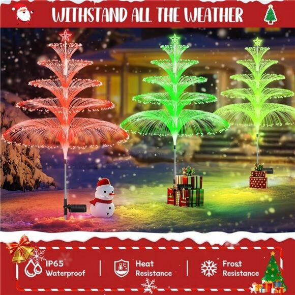 Solar Christmas Decorations Outdoor Jellyfish Lights: 4PCS 36" Tall Christmas - Picture 7 of 8